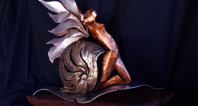 Armonia - Scultura in lamine di rame ossidate e patinate a mano